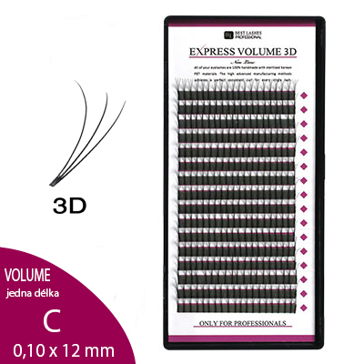 3D řasy Express Volume C, 0,10 X 12mm - 16 řad