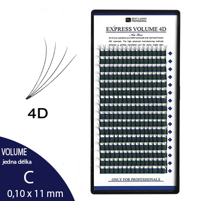 4D řasy Express Volume C, 0,10 X 11mm - 16 řad